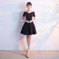 Black Evening Dress Women 2022 New Summer Shoulder Sexy Banquet Long Host Socialite Slim Slim