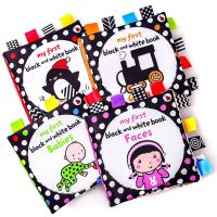 Montessori Baby Toys Baby Visual Excitement Cloth Book Black White Enlightenment Educational Rattle Book Toy Toddler Sensory Toy