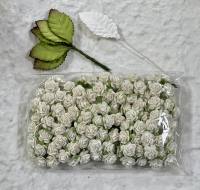 ใบไม้กระดาษสาเขียว 150 ใบ ใบไม้กระดาษสาขาว 50 ใบ ดอกกุหลาบ 1 CM 200 ดอก