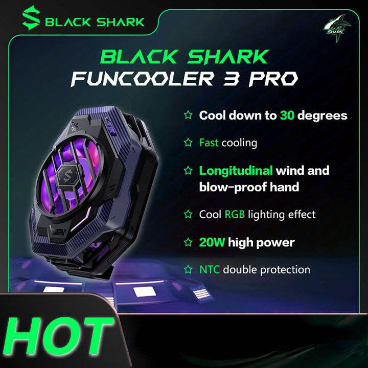 Black Shark FunCooler 5 Magnetic Cell Phone Cooler For Gaming, Portable Mobile Phone Cooling Fan With RGB Light, Cellphone Radiator For IPhone