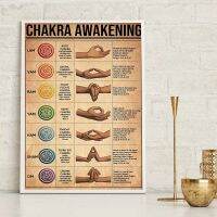 Yoga Chakra Awakening Vintage โปสเตอร์และภาพพิมพ์-ภาพวาดผ้าใบที่ทันสมัยสำหรับภาพตกแต่งบ้านและการเคลื่อนไหวของมือ