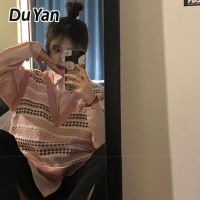 Du Yan เสื้อกั๊กถักคอวีสำหรับผู้หญิง,เสื้อกั๊กถักเสื้อกั๊กญี่ปุ่นพับได้พร้อมเสื้อกันหนาวเข้ากับทุกชุด