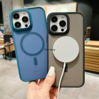 มีน้ำค้างแข็งโปร่งใส Magsafe เคสโทรศัพท์ TPU ชาร์จไร้สายแม่เหล็กได้สำหรับ iPhone 14 13 12 11 Pro Max14 Plus เคสหลังแบบแข็งเคสกันกระแทกมือถือซิลิโคน