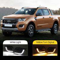 Car Flashing 2Pcs DRL Fog Lamp for Ford Ranger Wildtrak 2019 2020 LED Daytime Running Light Day Light with Turn Signal