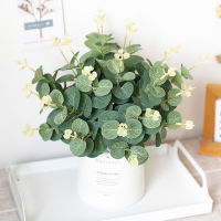 【cw】10pcs Silk Eucalyptus Leaves Artificial Plants Fake Flower Accessories nch for Home Wedding Christmas Decoration Arrangement ！