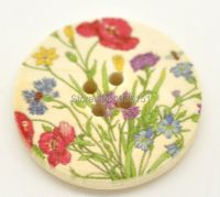 Free shipping -30 Flower 4 Holes Wood Buttons Scrapbooking 30mm (E15343) Haberdashery