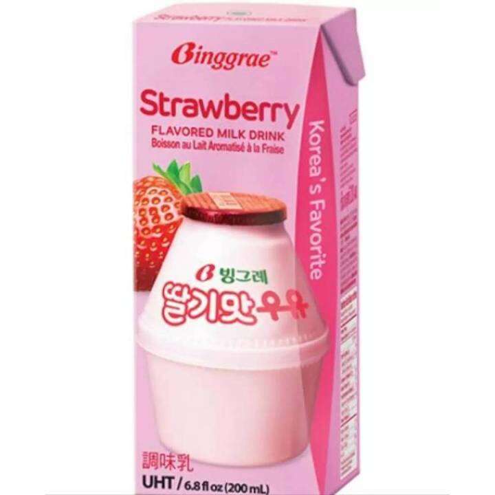 นมสตอเบอรี่เกาหลี-binggrae-strawberry-flavor-milk-1pack-200ml-x6boxs-กล่อง