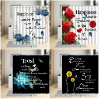【hot】☼✾✧  Flowers Shower Curtains Inspirational Quotes Print Fabric Curtain Hooks