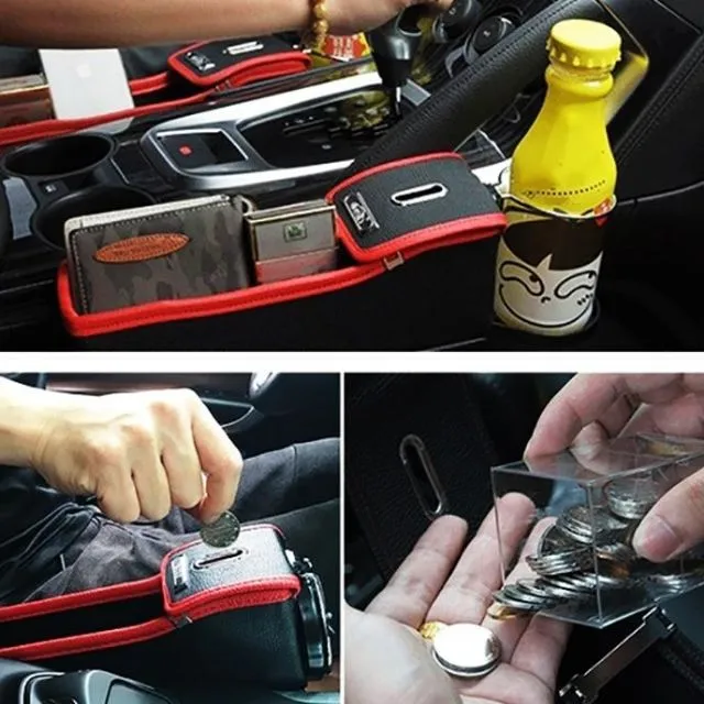 Car Seat Organizer with Cup Holder & Coin Box Catch Caddy Car Seat Slit