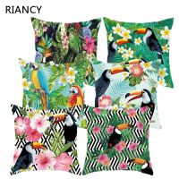 Tropical plants parrot Decorative Cushions Pillowcase Polyester Cushion Cover Throw Pillow Sofa Decoration Pillowcover 4054 9