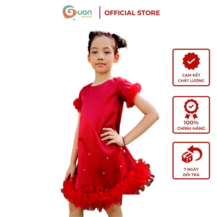 13-24kg) Đầm công chúa GUON Anh Khuê vải phi đỏ cho bé 2 3 4 5 6 7 ...