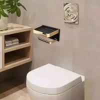 Toilet Roll Holder Punch Free with Shelf Storage Dispenser Flushable for Restaurant Toilet Roll Holders