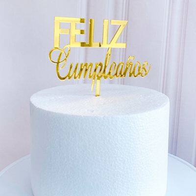 【CW】❣  New Spanish Happy Birthday Feliz Cumpleanos Baking Decoration Baby Shower Favors Toppers