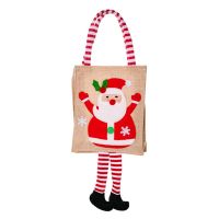UINN Santa/snowman/reindeere/tree Christmas Gift Bag Cartoon Kids Gift Bags Cute Design With Stripped Legs Xmas Tote For Xmas Decorations