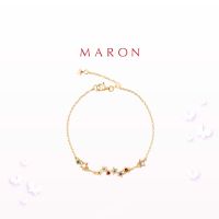 MARON✨ สร้อยข้อมือดาวนพเก้า เสริมดวง | Nine Lucky Stars Bracelet เงินแท้ พลอยแท้ ชุบทองเบจ Beige Gold [พร้อมส่ง]