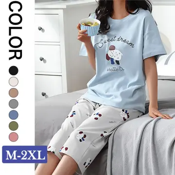 Women Fashion Home Wear Cartoon Print Summer Pajamas Soft Pajamas