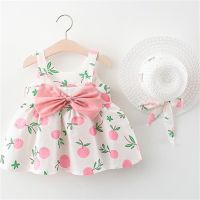 ☒✁♦ Summer Baby Girl 39;s Dress Lemon Print Back Bow Strap Daily Casual Dress Hat