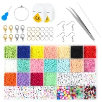 Letter Bead Box Colorful Bead Handmade Set with Accessories DIY Material for DIY Keychain Making Bracelet