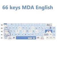 148 66คีย์ MDA ปุ่มกด PBT  สีฟ้า Meow Meow ธีมหมวกแก๊ปเล่นบอล PBT แมวห้าด้านชุดปุ่มกดที่ระเหิดความร้อนสำหรับ GMK67 LMK67 DIY