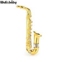 【YF】 Wuli baby 2-color Saxophone Brooches Metal Rhinestone Instruments Music Gifts