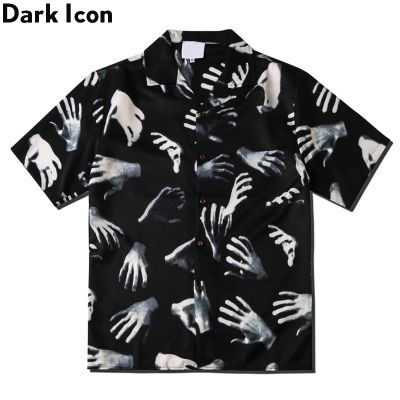 เสื้อสตรีทพิมพ์ลายวินเทจสำหรับผู้ชายเสื้อเสื้อฮาวายฤดูร้อน2020ผู้ชายไอคอนสีดำ