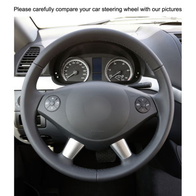 Black PU Artificial Leather Steering Wheel Cover Braid for Mercedes Benz W639 Viano Vito 2010-2015 Valente 2012 2013 2014-2015