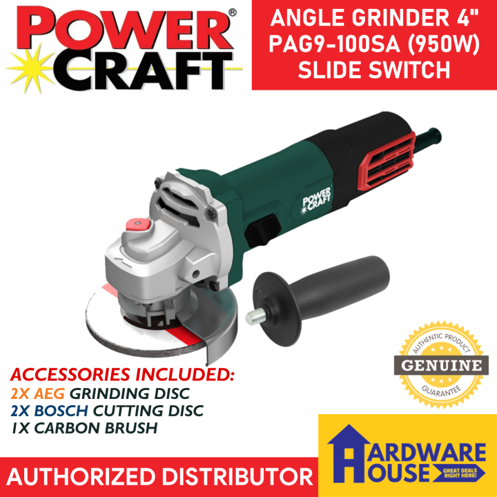 ORIGINAL POWERCRAFT Angle Grinder 4" Slide Switch 950W PAG 9100SA With