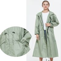 Long Raincoat Women Ladies Raingear Breathable Portable Water-Repellent  Female Girls Rain Poncho Coat Jacket Drawstring Design