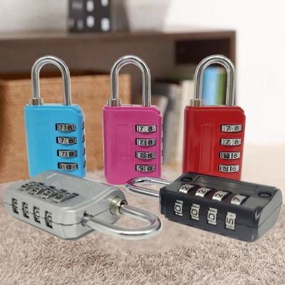 กุญแจแบบรหัสสีสันสดใสกันน้ำ4แม่กุญแจตัวเลขผสมปลอดภัยสูงสำหรับตู้เสื้อผ้ากระเป๋ากล้องการเดินทาง