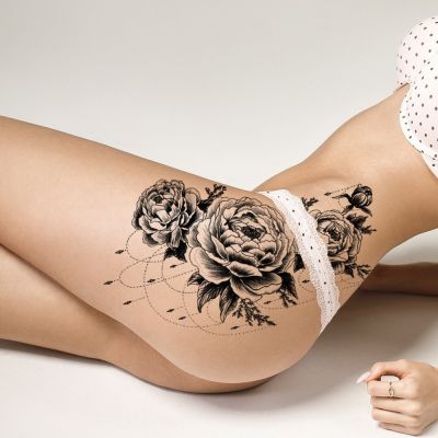 Waterproof Tattoo Stickers for Women Dark Sexy Flower Temporary Tattoos Realistic Fake Black Rose Fox geisha mask Body Tattoos