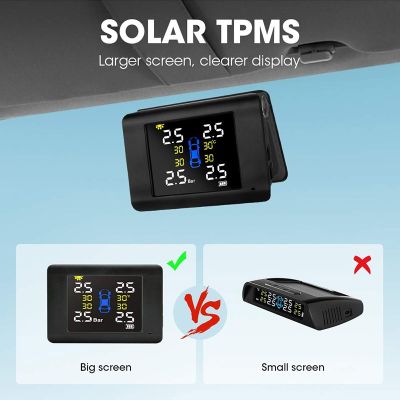 【LZ】✸►  Carro TPMS Tire Pressure Monitoring System Solar Power Digital TMPS LCD USB Auto Security Alarm Tire Pressure Sensor