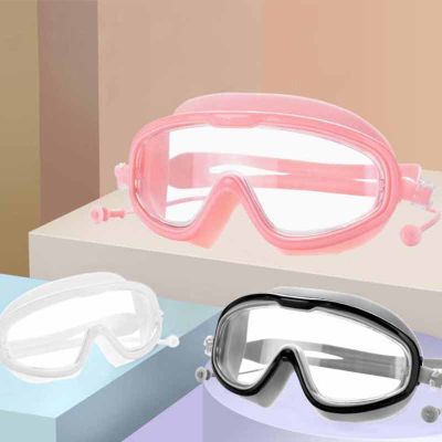 แว่นตาว่ายน้ำ, แว่นตาสำหรับผู้ใหญ่พร้อมที่ปิดหูกันน้ำ แว่นตาว่ายน้ำกันน้ำ Anti-Fog กรอบใหญ่สำหรับผู้ชายและผู้หญิง