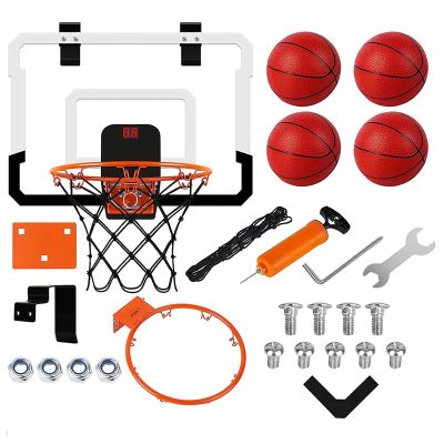 Indoor Mini Basketball Hoop with Electronic Scoreboard-For Door&amp; Wall Office Room Score Basketball Hoop for Teens,Adults