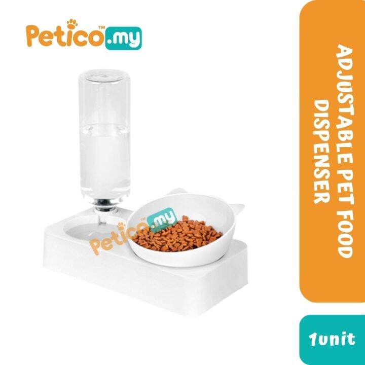 Adjustable White Pet Food Dispenser with Cat Shaped Bowl Lazada