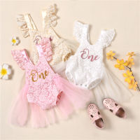 2022 Baby Girls First Birthday Party Lace Dress Cute Sleeveless Letter Print Jumpsuits Infant Tutu Dresses Baby Girls Baptism