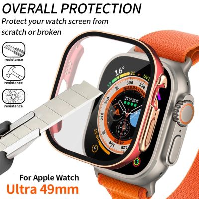 Cover+Glass For Apple Watch 8 Ultra 49mm Case PC Double Color Bumper Tempered Screen Protector for iWatch 8Ultra 49mm Protective Cases Cases