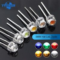 100PCS 5mm LED ไฟไดโอดล้างหมวกฟางหลอดไฟ Super Bright หลอดไฟเปล่งไดโอดชุด