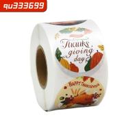 สติกเกอร์ลาย Happy Thanksgiving QU333699ป้ายสติกเกอร์ฟักทองม้วนกาว500ชิ้น1.5นิ้วสติกเกอร์ของขวัญตกแต่งงานปาร์ตี้