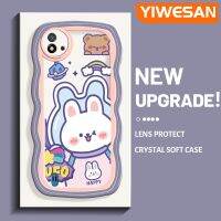 YIWESAN เคสปลอกสำหรับ Realme C20 C20A C11 2021 C11 2020 Narzo 50i Space Space กระต่ายสีสันน่ารักครีม Wave ขอบนุ่มกันกระแทกแบบใสเคสมือถือ Creative โปรงใสลายกล้องถ่ายรูปปลอกง่ายป้องกันซิลิโคนฝาครอบ