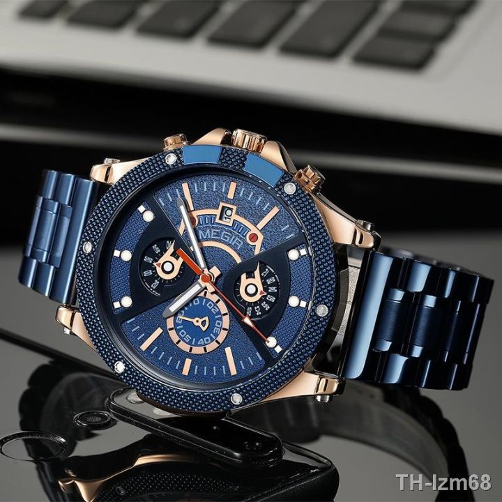 นาฬิกา-megir2023-steel-strip-waterproof-luminous-multi-functional-sports-watch-male-men-watch