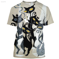 2023 Casual Short Sleeve T-shirt Loose Cat Print Fashion Halloween Style Mens Street Clothing Unisex