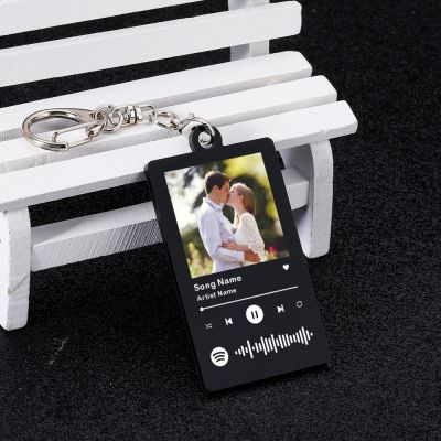 Custom Song Spotify Acrylic Keychain Personalized Photo Artist Music Album Code Cover Plaque Birthday Girlfriend Gift Keyring Key Chains