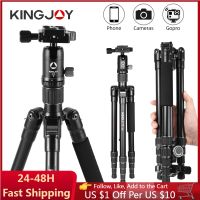 KINGJOY ที่วางกล้องขาตั้งกล้องโทรศัพท์อลูมิเนียม/คาร์บอนไฟเบอร์ขนาด143ซม. โหลดสูงสุด10กก. เหมาะสำหรับ Nikon, Sony, Canon และ Gopro