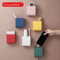 Houseeker Houseekerจัดเก็บกล่องรีโมตคอนโทรลที่ใส่ยึดติดผนังที่ชาร์จแบตเตอรี่โทรศัพท์บ้านกล่องเก็บของสำนักงาน