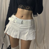 Low Waist Black Micro Skirts 2021 Streetwear Solid Pockets Patchwork A-Line Skirt Zipper White Pleated Mini Skirts