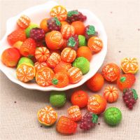 10Pcs Cute Resin Fruit Orange Simulate Miniature Food Flatback Cabochons DIY Jewelry Craft Phone Decoration Accessories