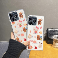 น่ารักใหม่เคสโทรศัพท์นิ่ม KT สำหรับ Realme C53 C55 C55NFC C33 C31 C30 C30S ซิลิโคนรูปการ์ตูนเคสโทรศัพท์กันกระแทก RealmeC53ฝาหลังโปร่งใส Realme C55 NFC 2023