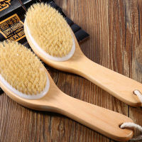 Natural Bristle Middle Long Handle Wooden Scrub Skin Massage Shower Body Bath Brush Round Head Bath Brushes Bathroom Accessories