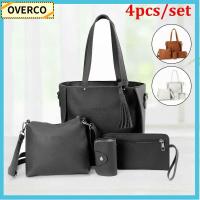 OVERCO 4Pcs/set แฟชั่นสำหรับผู้หญิง แบบพกพาได้ ความจุสูงมาก กระเป๋า Crossbody กระเป๋าถือแบบถือ กระเป๋าสตางค์กระเป๋าเงิน กระเป๋าสะพายไหล่แบบสั้น