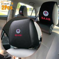 VEHICAR 2PCS Car Seat Pillow Case Car Headrest Protector Cover For SAAB Car LOGO Accessories Dust Proof Universal Seat Cushions